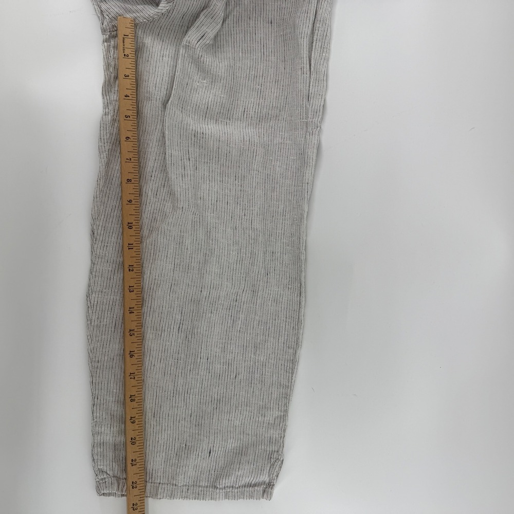 Willow 100% Linen 2 Piece Set Gray White Striped Top and Cropped Pants Womens M - Picture 11 of 11